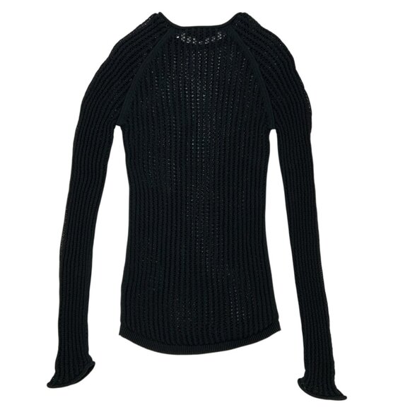Alexander Wang Crochet Sweater S Black Long Sleeve Crewneck Pullover Gothic - Picture 11 of 12